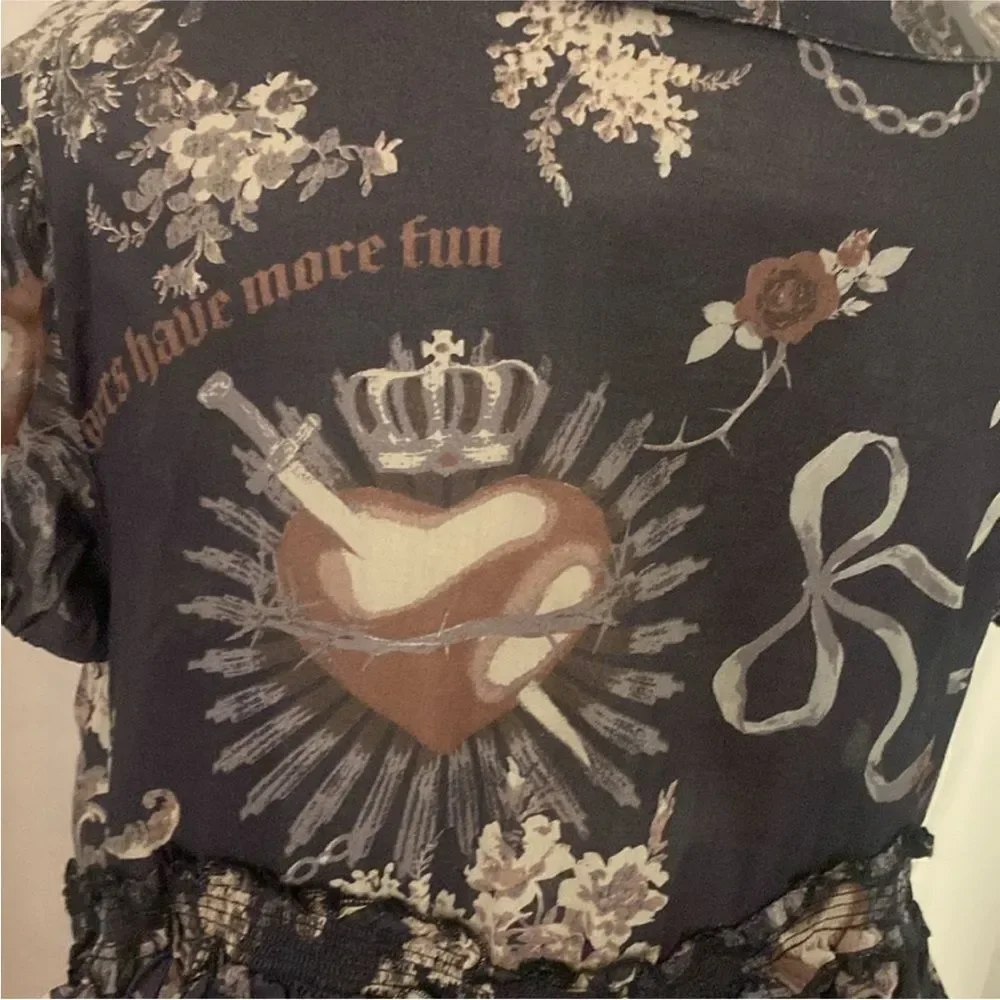 Kimchi Blue Floral Black Dress, M - Picture 11 of 13